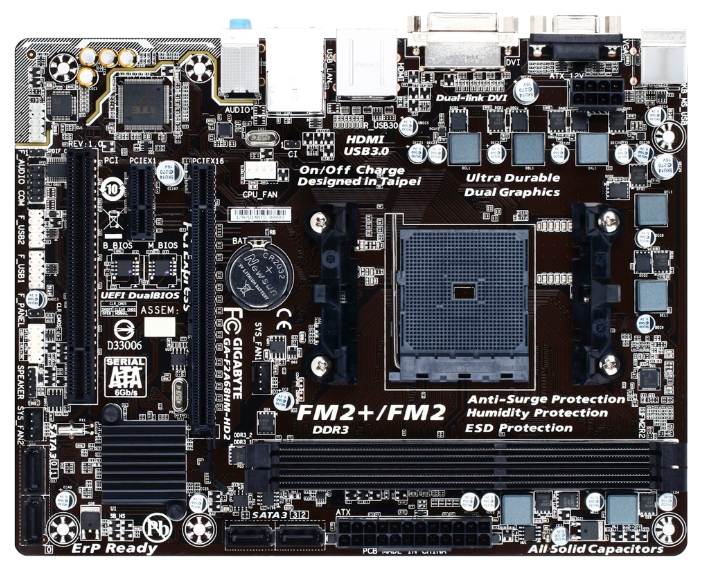 Матплата Gigabyte GA-F2A68HM-HD2 (FM2+ AMD A68H 2xDDR3 mATX AC`97 8ch(7.1) GbLAN RAID RAID1 RAID10+VGA+DVI+HDMI)