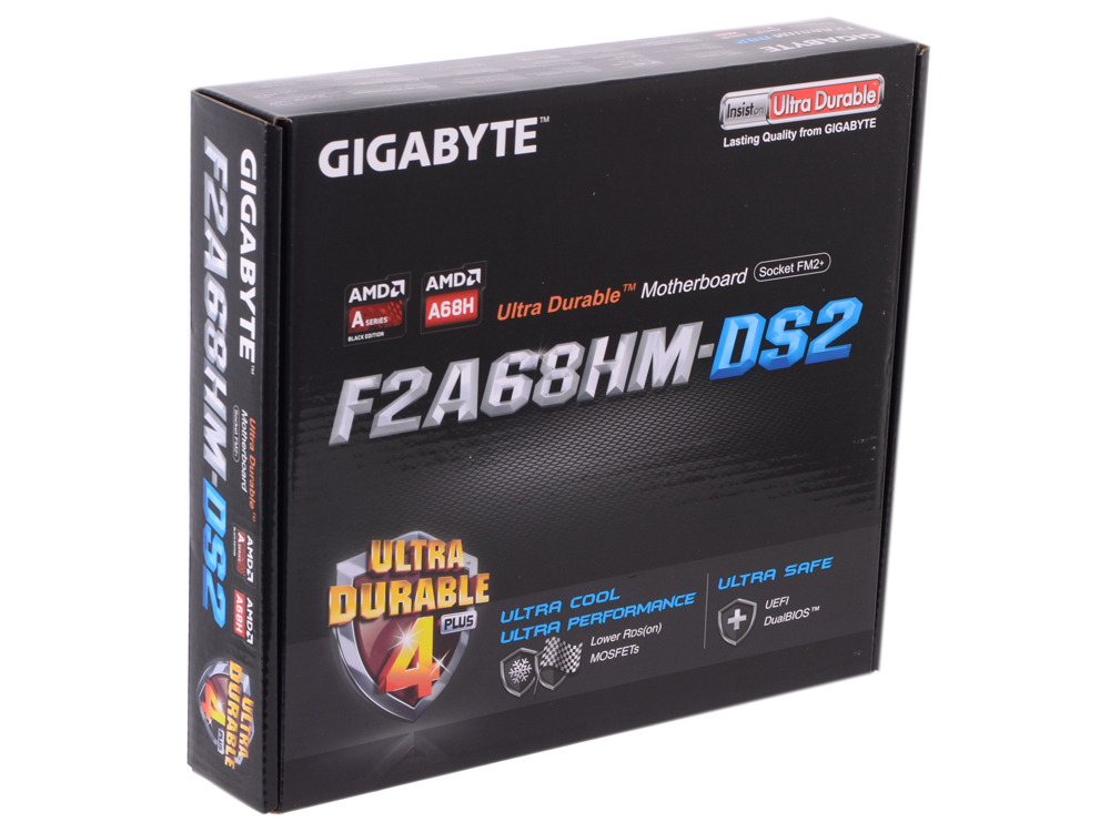 Матплата Gigabyte GA-F2A68HM-DS2 (Soc-FM2+ AMD A68H 2xDDR3 mATX AC`97 8ch(7.1) GbLAN RAID RAID1 RAID10+VGA+DVI)
