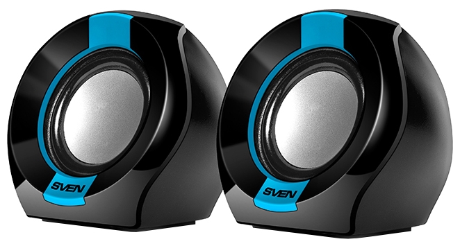 Колонки SVEN 150, чёрный-синий, USB, акустическая система 2.0, мощность 2x2,5 Вт(RMS), SV-013509