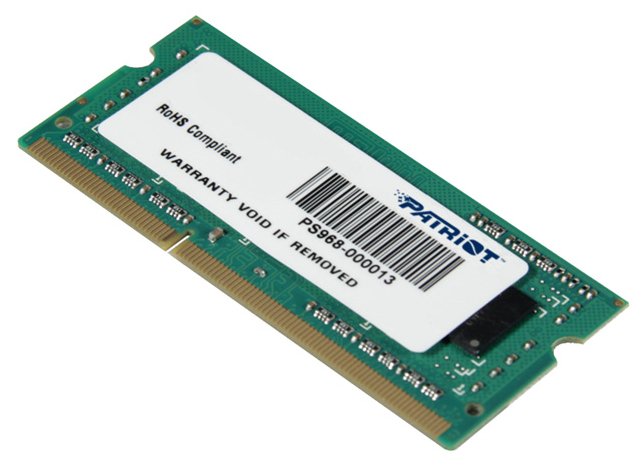 Память DDR3 4Gb 1600MHz Patriot Memory PSD34G160082S RTL PC3-12800 CL11 SO-DIMM 204-pin 1.5В