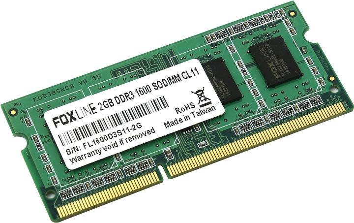 Память SO-DIMM 2GB 1600 DDR3 (256*8) Foxline 1.35V, FL1600D3S11SL-2G
