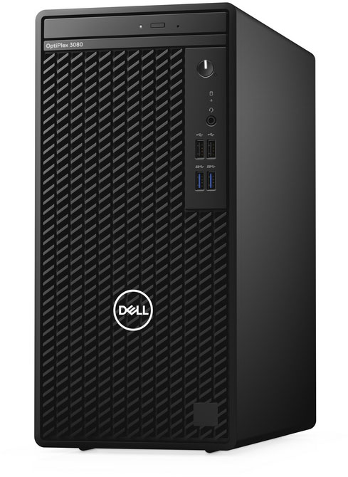 Компьютер Dell Optiplex 3080 MT i3 10105 (3.7)/8Gb/SSD256Gb/UHDG 630/Linux/GbitEth/клавиатура/мышь/черный
