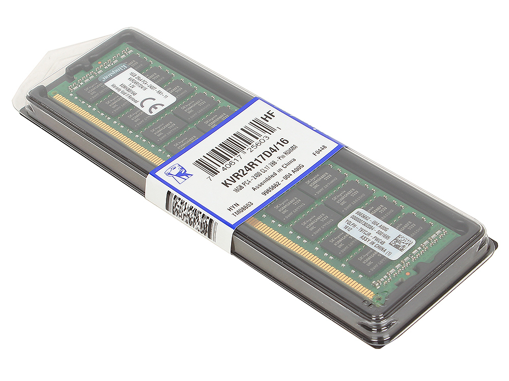 Память DIMM 16 GB,DDR4,PC19200/2400,Kingston, ECC Reg CL17, KVR24R17D4/16