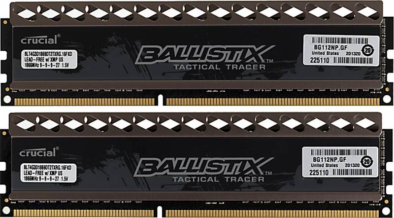 Память DIMM 8 GB kit (4GBx2) DDR3 1866 MT/s (PC3-14900) CL9 @1.5V Ballistix Tactical Tracer 240pin, Crucial, BLT2CP4G3D1869DT2TXRGCEU