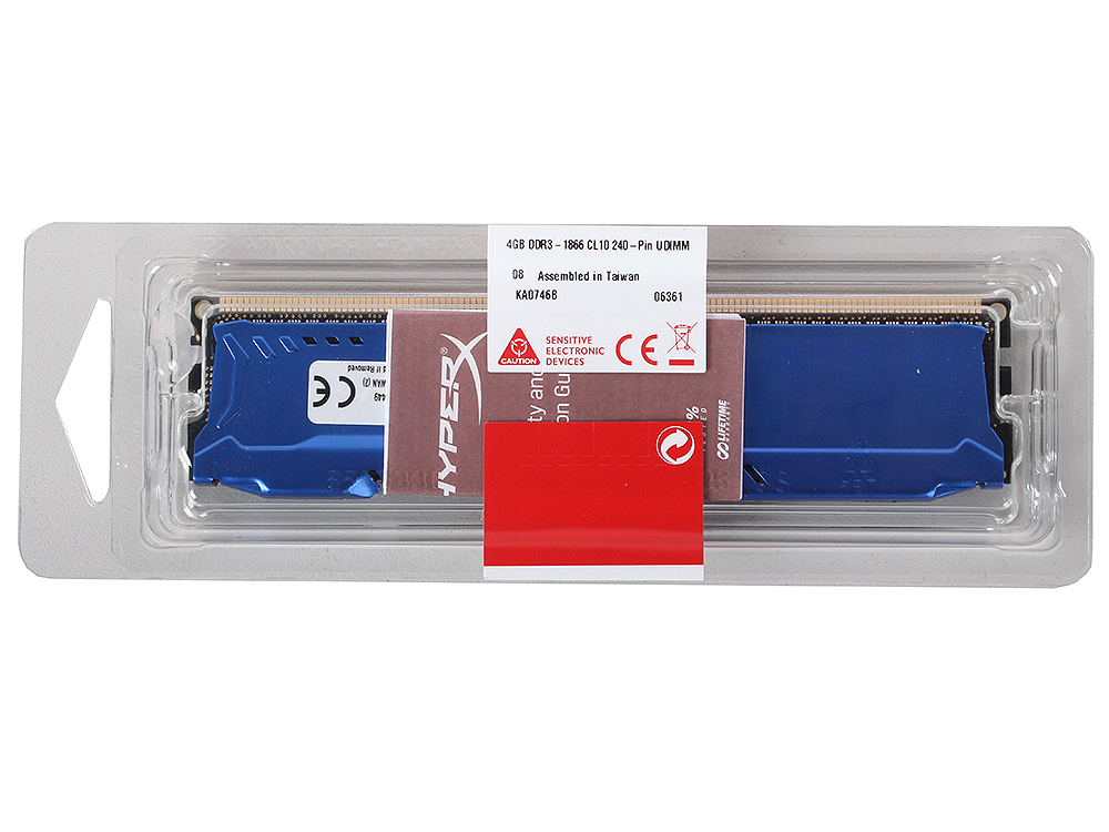 Память DIMM 4 GB,DDR3,PС15000/1866,Kingston, Hyper X FURY, HX318C10F/4