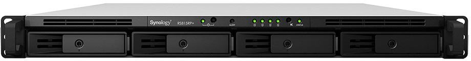 Сетевое хранилище Synology RS815RP+, 4 гигабитных LAN-порта, 4 места для HDD, форм-фактор 2.5"/3.5", 2400 МГц, 4 ядра, 2 Гб, 1U