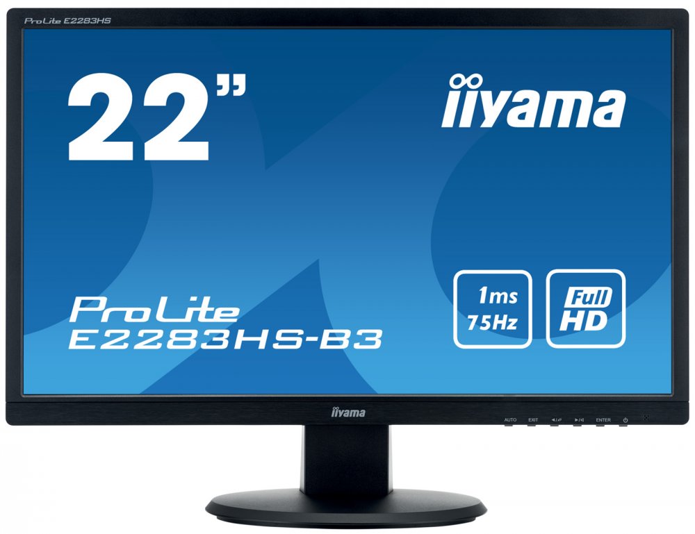 Монитор Iiyama 21.5" ProLite E2283HS-B3 черный TN+film LED 1ms 16:9 HDMI M/M матовая 1000:1 250cd 170гр/160гр 1920x1080 D-Sub DisplayPort FHD