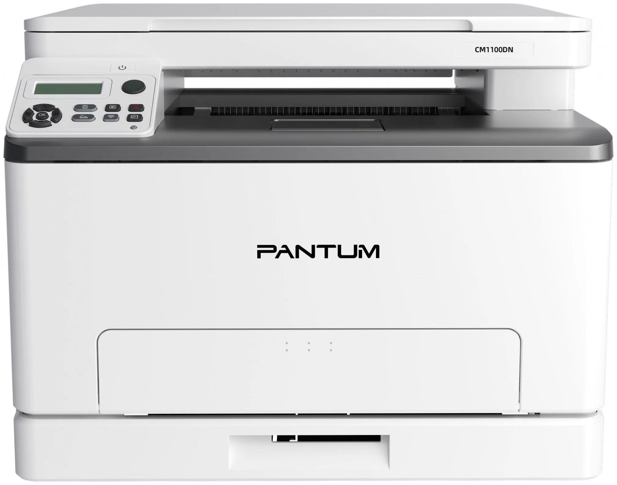 МФУ Pantum CM1100DN, P/C/S, Color laser, A4, 18 ppm (max 30000 p/mon), 1 GHz, 1200x600 dpi, 1 GB RAM, Duplex, paper tray 250 pages, USB, LAN, start. c