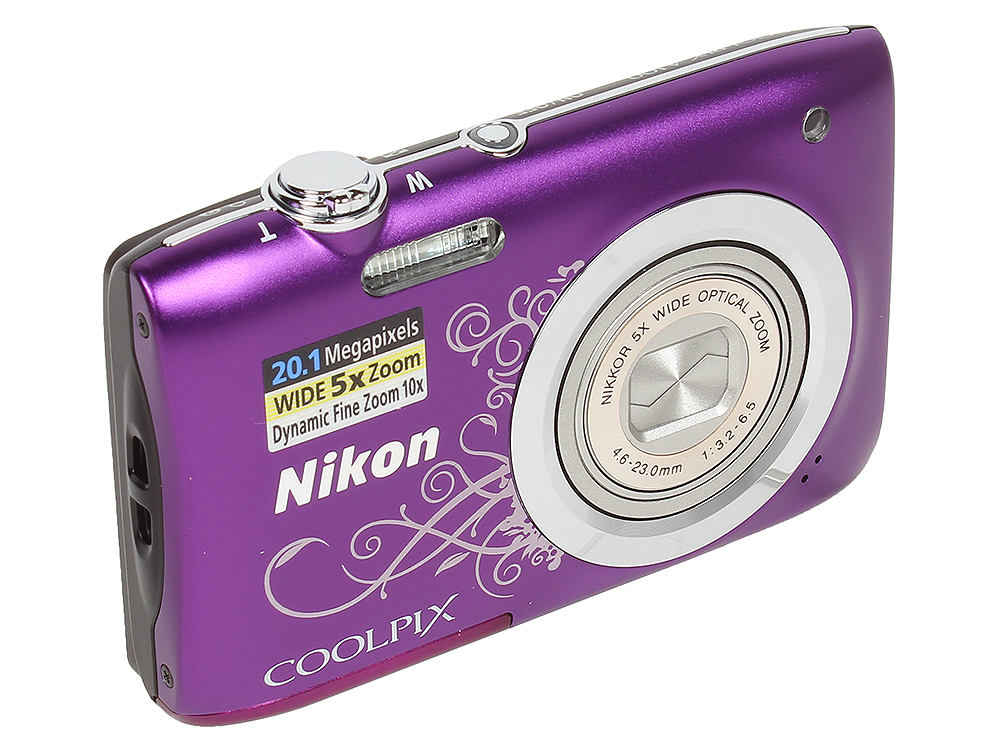 Фотоаппарат Nikon CoolPix A100 фиолетовый/рисунок (20Mpix Zoom10x 2.7" 720p SDXC CCD 1x2.3 IS el 10minF/Li-Ion), VNA974E1