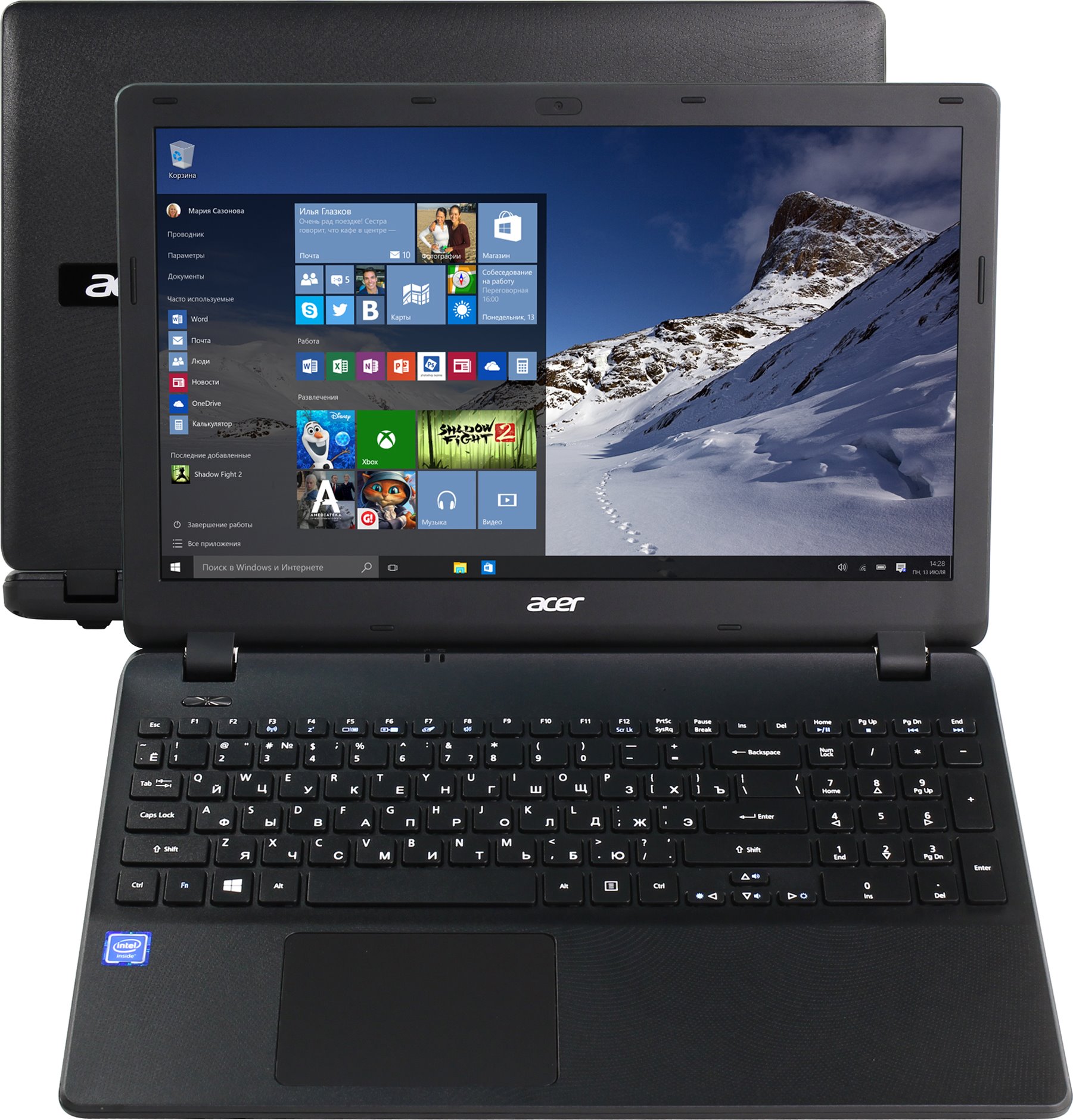 Ноутбук Acer Extensa EX2519-C9NH Celeron N3060/4Gb/500Gb/DVD-RW/Intel HD Graphics 400/15.6"/HD (1366x768)/Windows 10/black/WiFi/BT/Cam/3500mAh