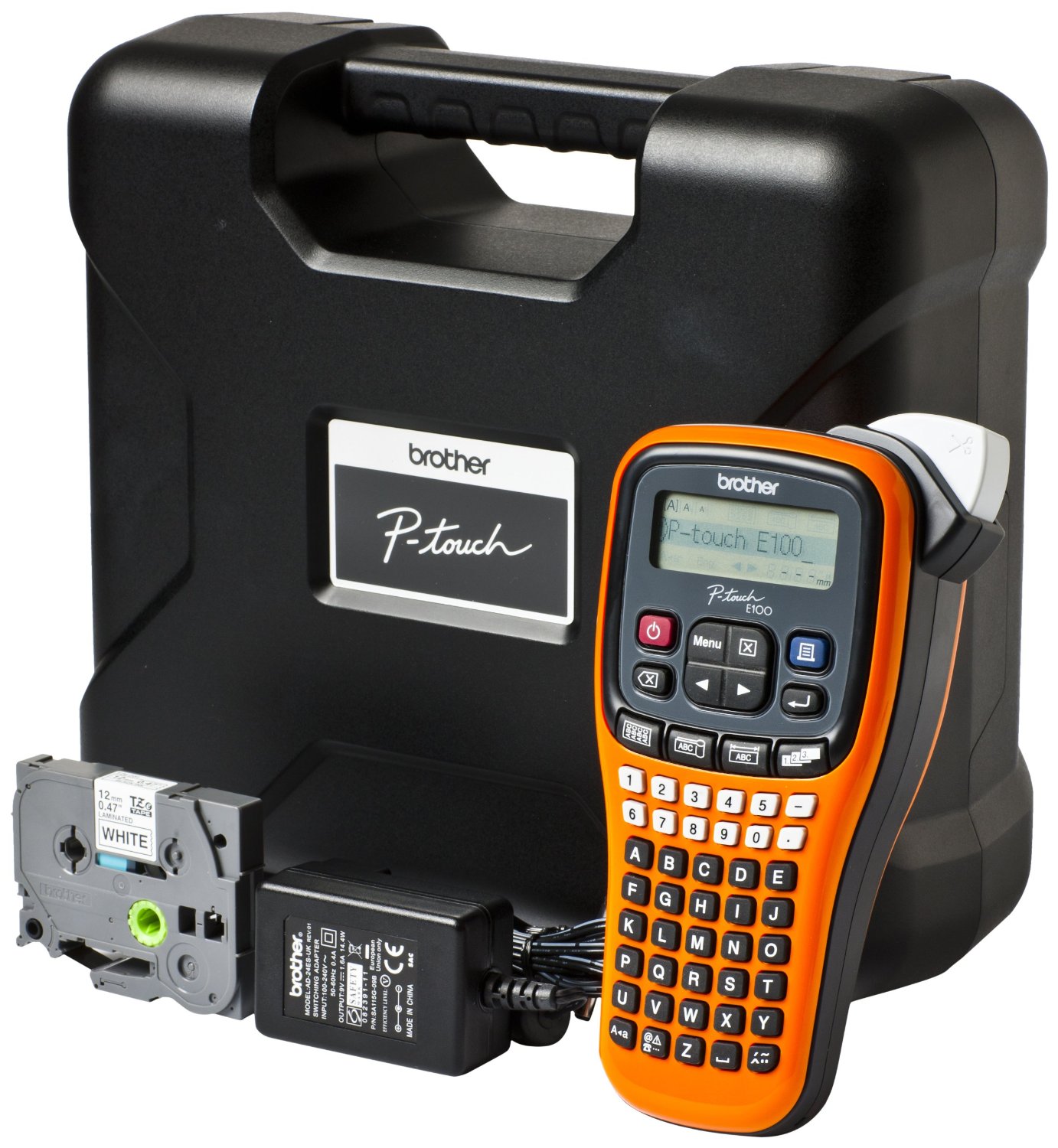 Принтер Brother P-touch PT-E100VP переносной оранжевый/черный