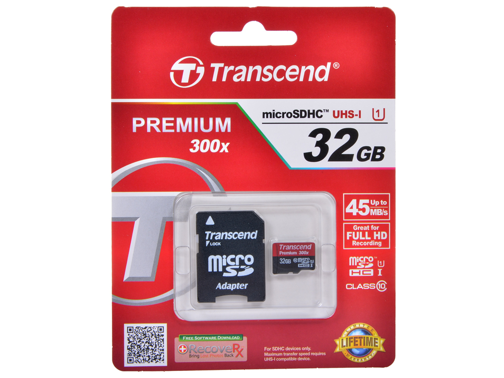Память Micro Secure Digital Card ,32 GB, (MicroSD) class 10 UHS-1,Transcend, TS32GUSDU1