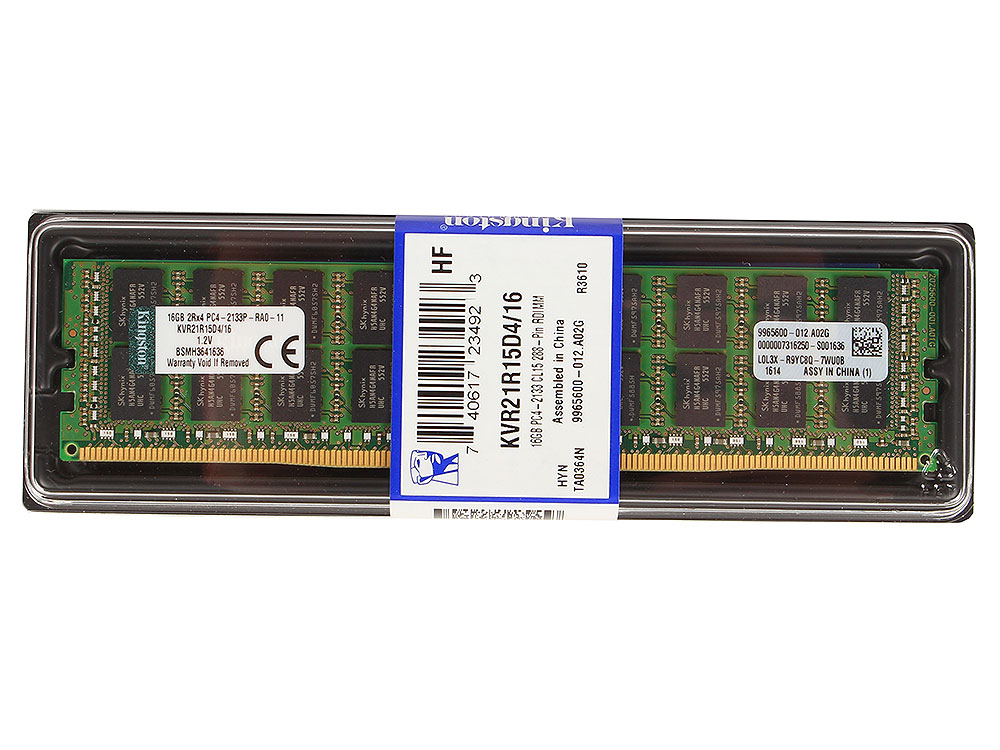 Память DIMM 16 GB 2133MHz DDR4 ECC Reg CL15 DR x4 w/TS, Kingston, KVR21R15D4/16
