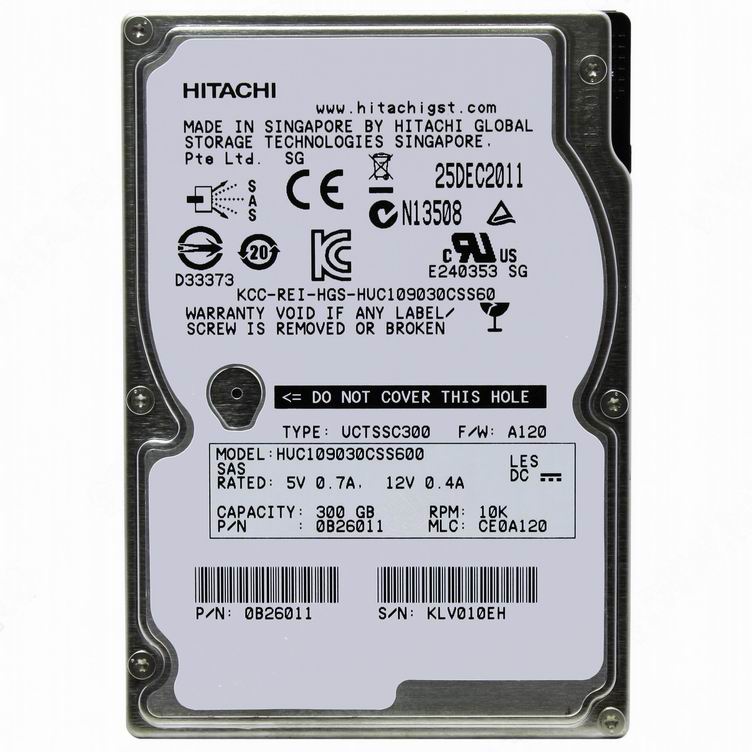 Жесткий диск Hitachi Ultrastar C10K900, SAS 300Gb, 10000rpm, 64MB, 2.5", HUC109030CSS600/0B06011
