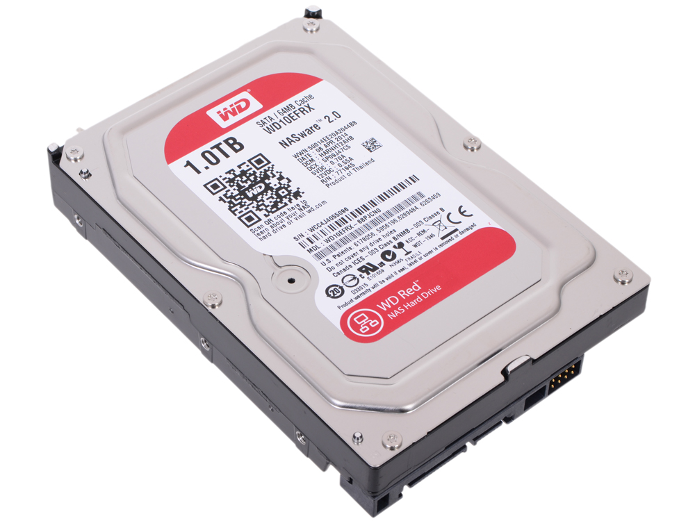 Жесткий диск,1000 GB,5400,WD,Serial-ATA-III,64MB Cache, Red, WD10EFRX    