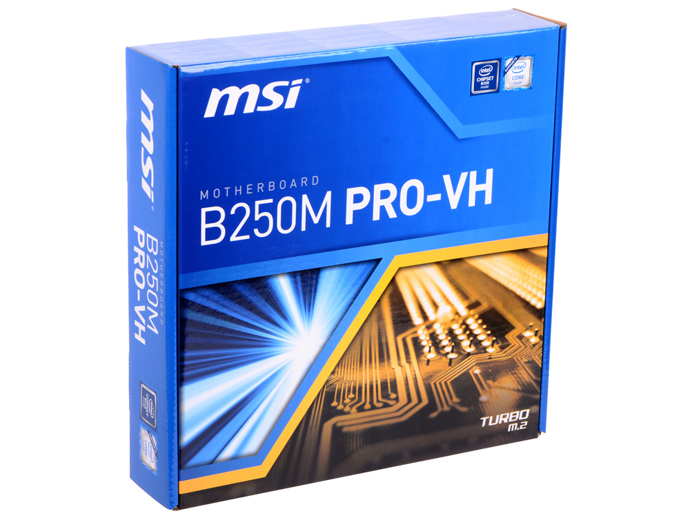 Материнская плата MSI B250M PRO-VH, Socket 1151, Intel B250, 2xDDR-4, 7.1CH, 1000 Мбит/с, USB3.1, D-Sub, HDMI, mATX, Retail