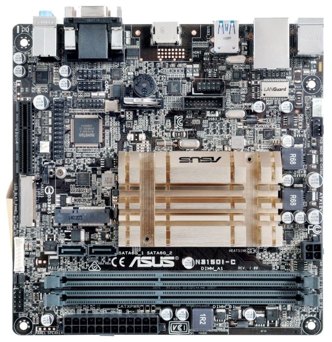 Матплата Asus N3150I-C (2xDDR3 mini-ITX AC`97 8ch(7.1) GbLAN+VGA+HDMI)