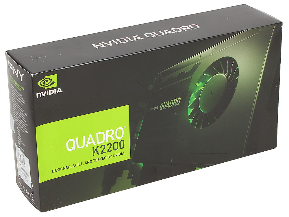 Видеокарта PNY NVIDIA Quadro K2200 (4Gb GDDR5/128-bit, PCI-Ex16 2.0, 1xDVI, 2xDP,  68W, ATX, 1-slot cooler), VCQK2200-PB