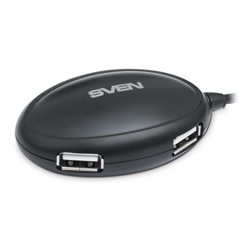 Концентратор,SVEN HB-401, USB Black, USB 2.0, 4xUSB, кабель 1.2 м,, SV-012830