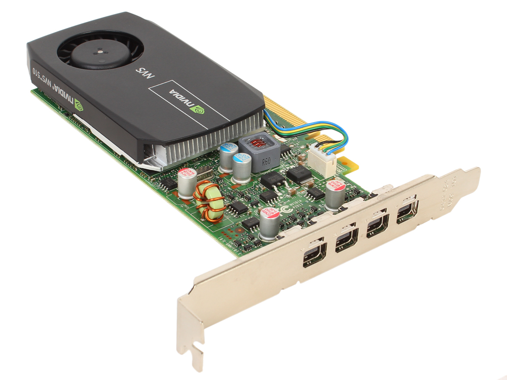 PNY NVS 510 2GB PCIE 4 miniDP 128-bit DDR3 192 Cores LP 4miniDP to DVI-D & 4miniDP to DP adapter, Retail