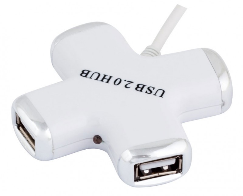 Разветвитель USB 2.0 PC Pet Сross портов:4 белый