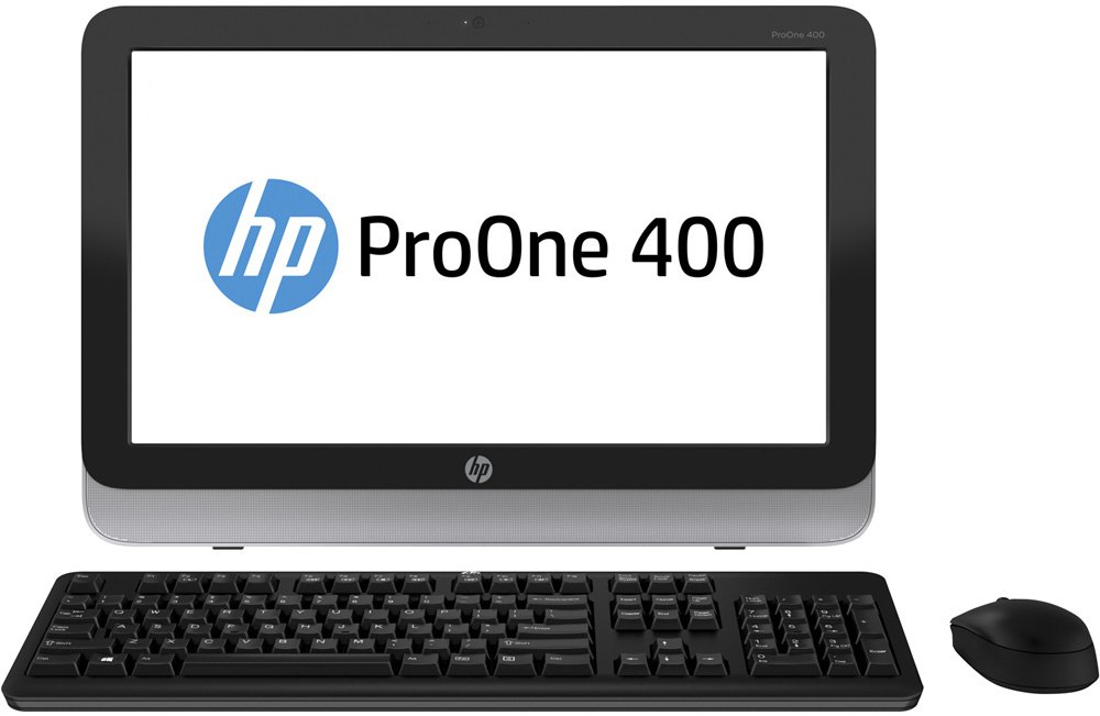Моноблок HP ProOne 400 G1 AIO (i3 4160/4Gb/500Gb 7.2k/DVDRW/CR/Windows 8.1 Em 64/GbitEth/WiFi/BT/120W/клавиатура/мышь/черный/серебристый 23"), N0D61ES