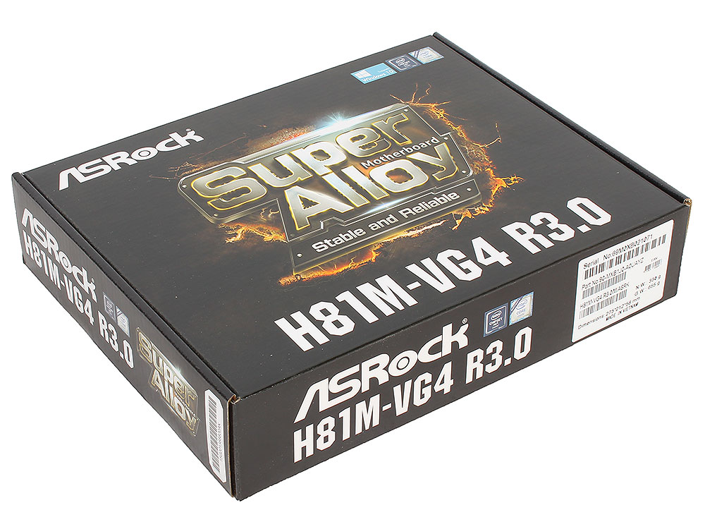 Материнская плата Asrock H81M-VG4 R3.0 Soc-1150 Intel H81 2xDDR3 mATX AC`97 8ch(7.1) GbLAN+VGA