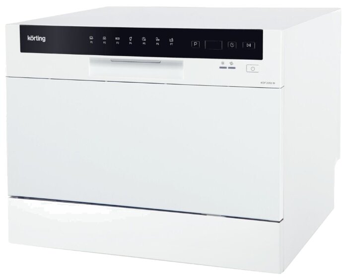 Посудомоечная машина компактная Korting KDF 2050 W Отдельностоящая настольная, А+/А/А, электронное управление  LED индикаторы, 7 прогр., 6 компл., тай