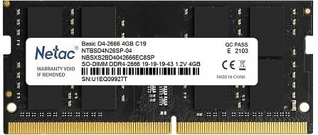 Оперативная память Netac  NTBSD4N26SP-04,  SO-DIMM,  DDR4,  2666 МГц 