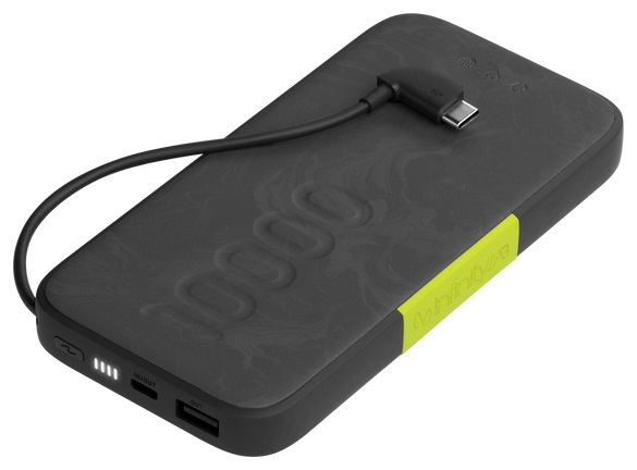 Мобильный аккумулятор InfinityLab InstantGo 10000 Built-in USB-C Cable, 30W, 1xUSB-C, 1xUSB-A, 0.230 кг, цвет черный