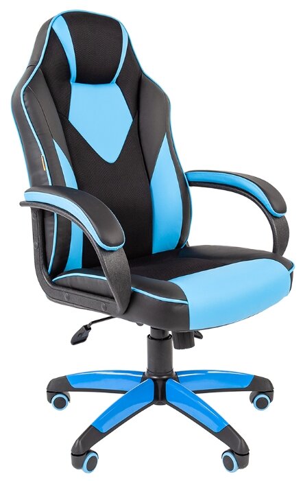 Компьютерное кресло Chairman Game 17 Россия экопремиум черный/голубой