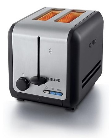 Тостер Philips HD2627/20 (900 Вт, 2, черный/серебристый)