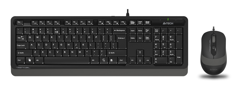 Клавиатура,A4 Tech Fetyler F1010 USB, (kbd+mouse) черный/серый, F1010 GREY