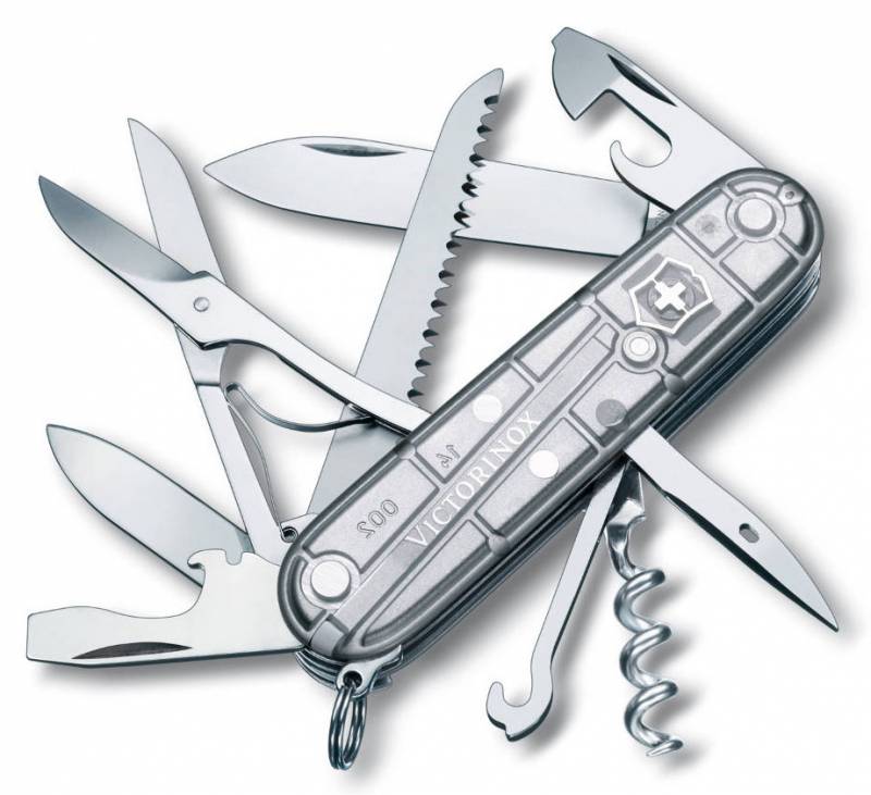 Нож перочинный Victorinox Huntsman 1.3713.T7 91мм 15 функций полупрозрачный серебристый 