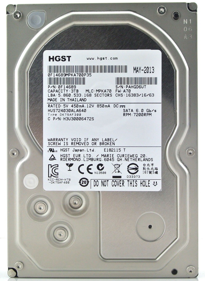 Жесткий диск 2Tb HGST ULTRASTAR 7K6000 SATA-III HUS726020ALE614 (7200rpm) 128Mb 3.5"