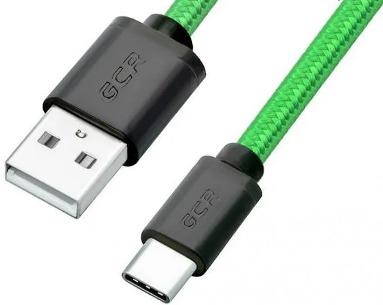 Кабель Greenconnect 1.0m USB 2.0, AM/CM, зеленый нейлон, черные коннекторы, 28/28 AWG, GCR-51744, GCR-51744