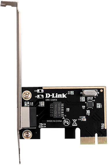 Сетевая карта D-Link DFE-530TX, PCI-Express Network Adapter with 1 10/100Base-TX RJ-45 port. Wake-On-LAN, 802.3x Flow Control, Microsoft Windows 10 32