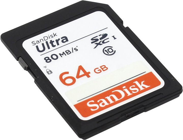 Флеш карта SD 64GB SanDisk SDXC Class 10 UHS-I Ultra 80MB/s