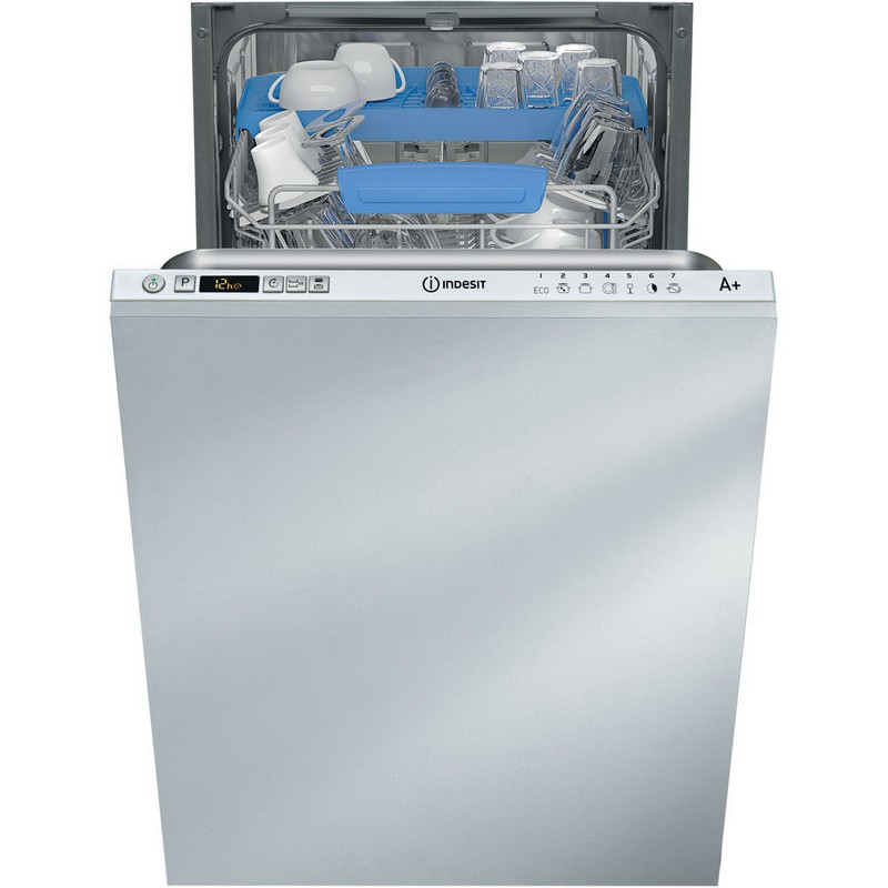 Встраиваемая посудомоечная машина INDESIT DISR 57M19 CA EU, 7 программ, 10 комплектов, цифровой дисплей, 2 складных деожателя для чашек и фужеров