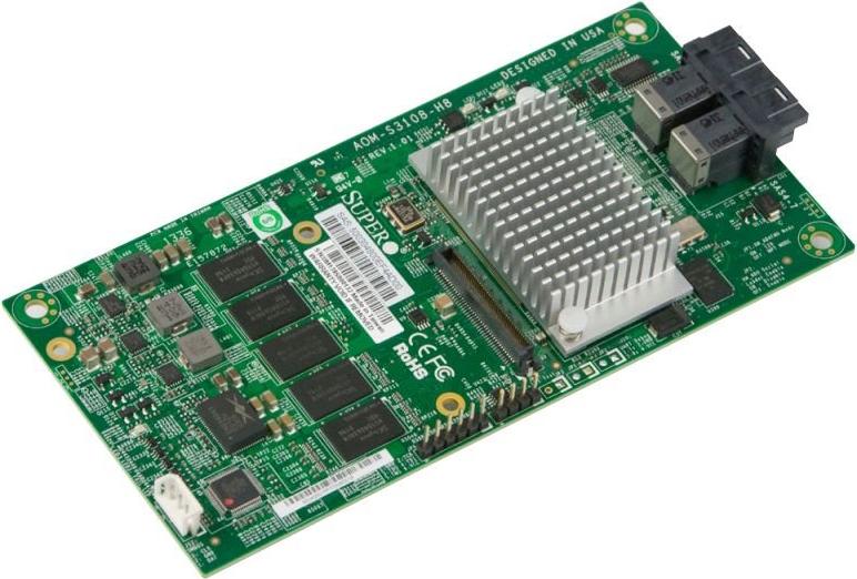 Контроллер Supermicro AOM-S3108M-H8 Add-on Module (8-port, SAS 12Gb/s, RAID 0,1,5,6,10,50,60, 2Gb onboard cache)