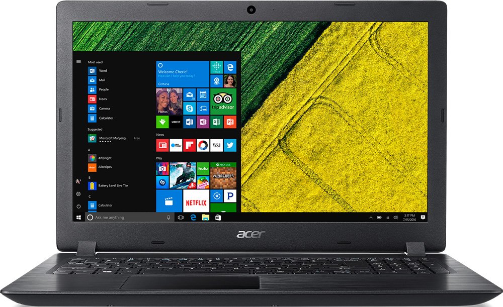 Ноутбук Acer Aspire A315-51-39X0, 15.6" 1366x768, Intel Core i3 7020U, 2300 МГц, 4096 Мб, 128 Гб SSD, Intel HD Graphics 620, Wi-Fi, Bluetooth, Cam, Li