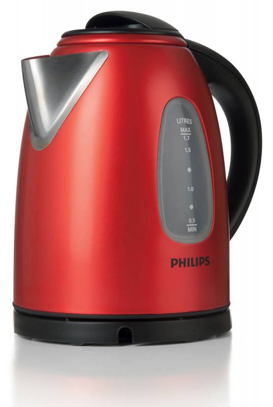 Чайник Philips HD4665/40 (2400 Вт, 1,7 л, нержавеющая сталь/пластик, цвет: красный/черный)