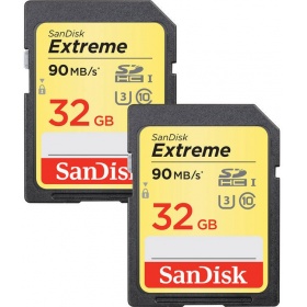 Флеш карта SD 32GB SanDisk SDHC Class 10 UHS-I U3 Extreme 90Mb/s 2-Pack