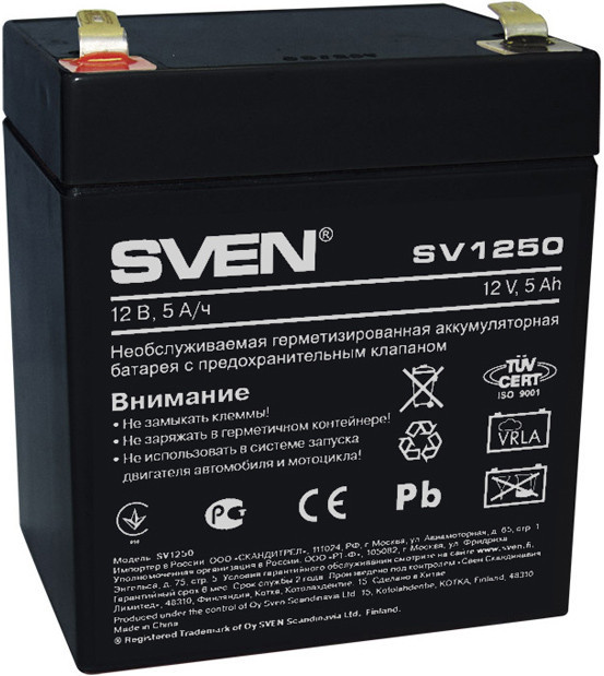 Аккумуляторная батарея,SVEN SV1250, ( 12V, 5.0Ah )