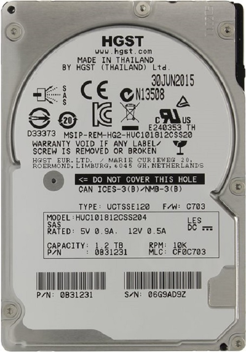 Жесткий диск HGST SAS 3.0 1200Gb HUC101812CSS204 ULTRASTAR C10K1800 (10000rpm) 128Mb 2.5"