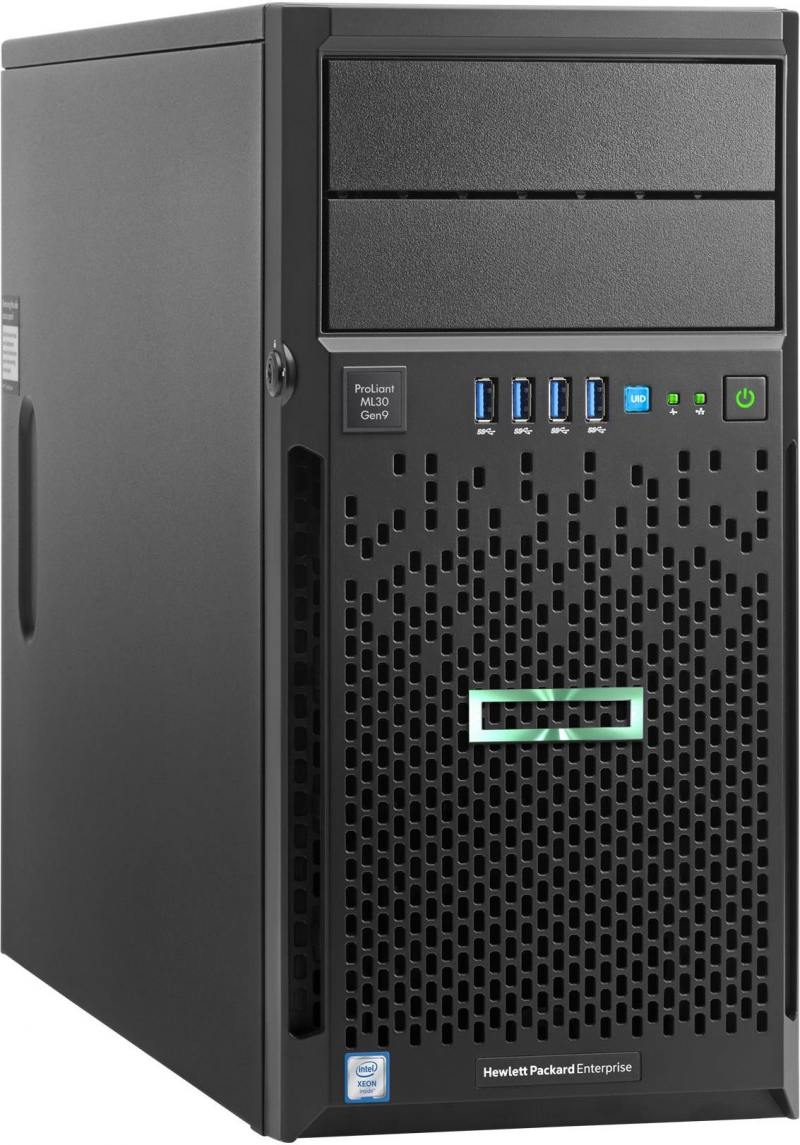 Сервер HP ProLiant ML30 Gen9 E3-1220v6 Hot Plug Tower(4U)/Xeon4C 3.0GHz(8MB)/1x8GB1UD_2400/B140i(ZM/RAID 0/1/10/5)/2x1TB(4)LFF/DVD-RW/iLOstd(no port)