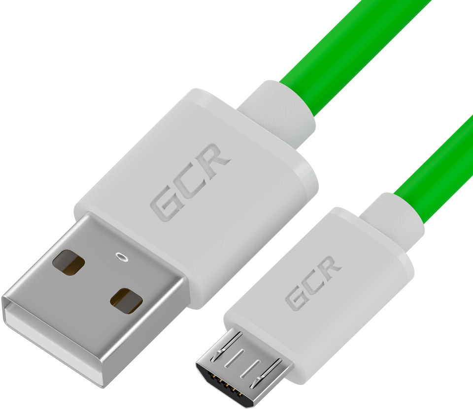 Кабель Greenconnect GCR-52459 1.5m MicroUSB, быстрая зарядка, зеленый TPE, белые коннекторы, 28/22 AWG, GCR-52459, GCR-52459