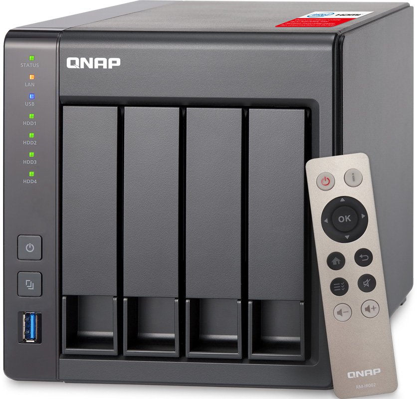 Сетевое хранилище QNAP TS-451+-2G, 2 гигабитных LAN-порта, 4 места для HDD, форм-фактор 2.5"/3.5", Intel Celeron J1900 2000 МГц, 4 ядра, 2 Гб DDR3