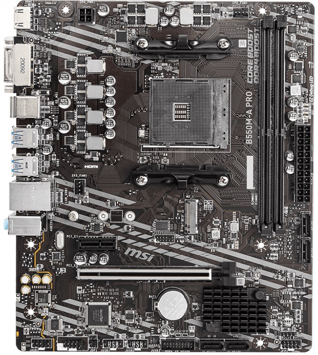 Материнская плата MSI B550M-A PRO, Socket AM4, AMD B550, 2xDDR4, PCI-E 4.0, 4xUSB 3.2 Gen1, DVI, HDMI, mATX
