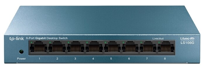 Коммутатор TP-Link LS108G, 8 ports Giga Unmanagement switch, 8 10/100/1000Mbps RJ-45 ports, metal shell, desktop and wall mountable, plug and play, su